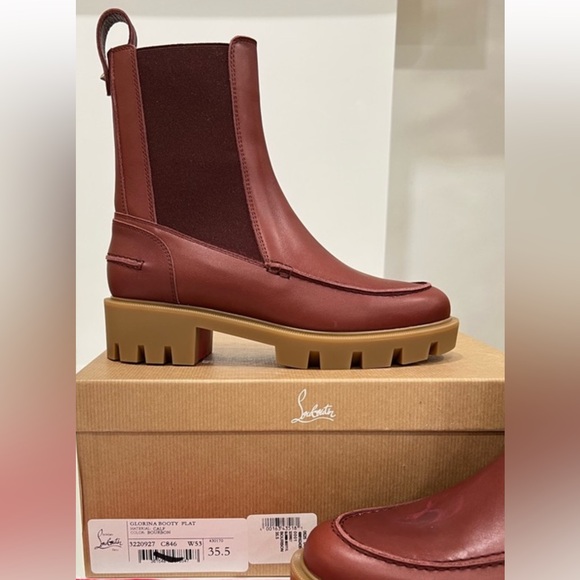 Christian Louboutin Glorina Bourbon Leather Chelsea Boots calf shoes - Picture 3 of 11